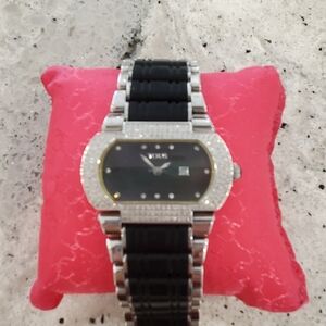 Tous Black and Silver Diamond Watch